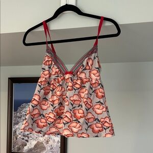 Paul & Joe Floral Pajama Top - Pink and Red